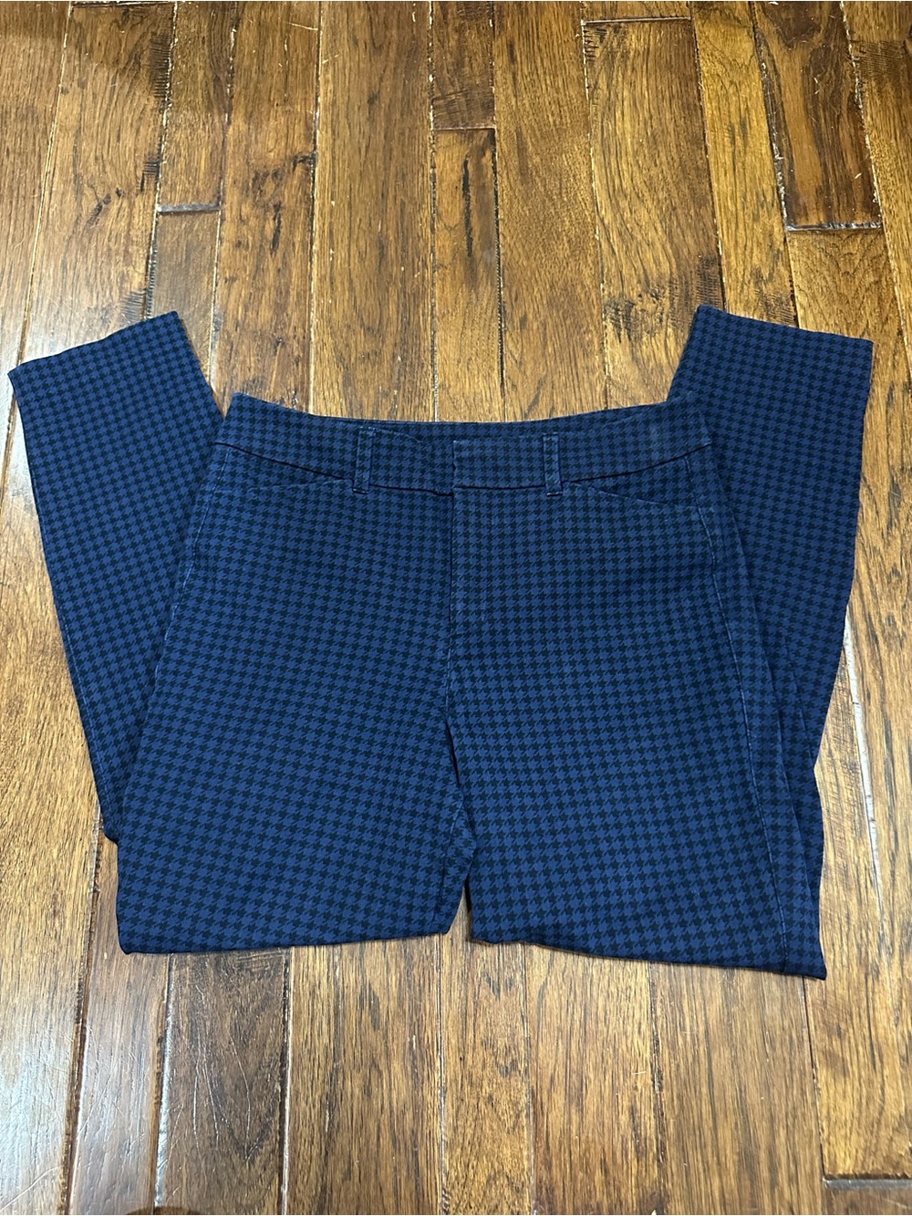 Old Navy Navy Blue Houndstooth High Rise Dress Pants Size 6